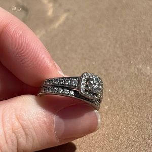 Princess cut Wedding band and wedding ring soldered together